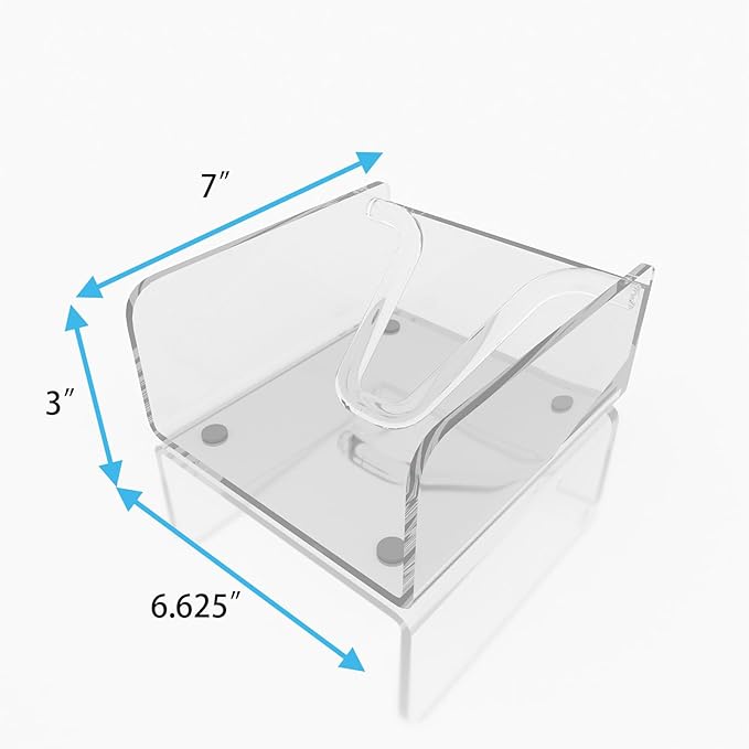 Sarpu Tecz Clear Acrylic Napkin Holder Cocktail Napkin Holders with Weight Arm, 6.5"x6.5" Acrylic Luncheon Napkin Holder for Kitchen Counter, Dining Table, Bathroom Vanity (2pcs)