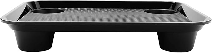 GET FT-20-BK BPA-Free Stackable Cafeteria / Fast Food Tray, 17" x 14", Black (Set of 12)