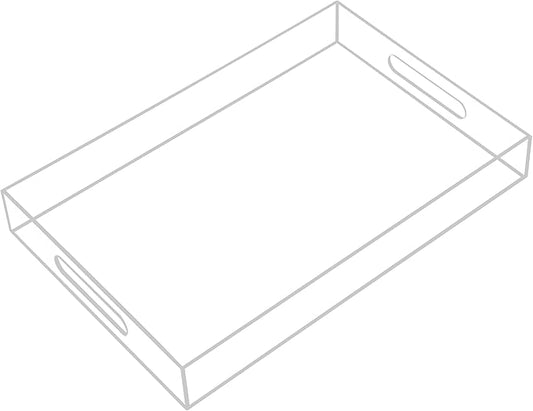 KEVJES Clear Acrylic Serving Tray with Handles-Butler Trays for Coffee Table, Snacks,Breakfast in Bed, Kitchen Countertop,Vanity,Makeup Organizer,Ottoman (Clear, 10x15 Inches)