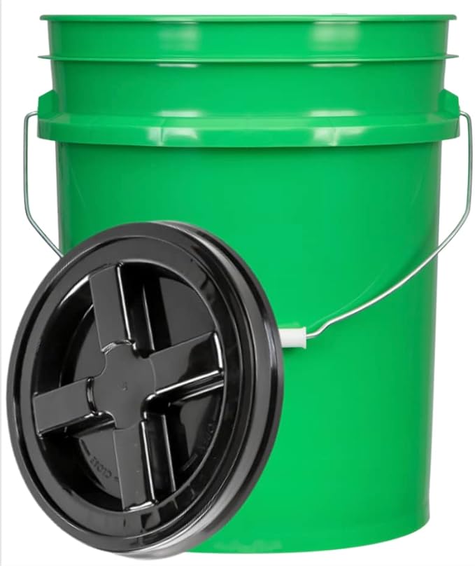 House Naturals 5 Gallon Food Grade Plastic Bucket with Screw on Air Tight Lid (Pack of 2)