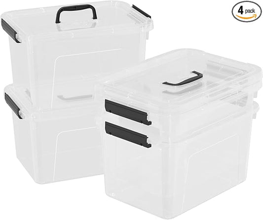 18 Liter Clear Plastic Box with Lid, 4-pack Clear Bins Totes for Storage