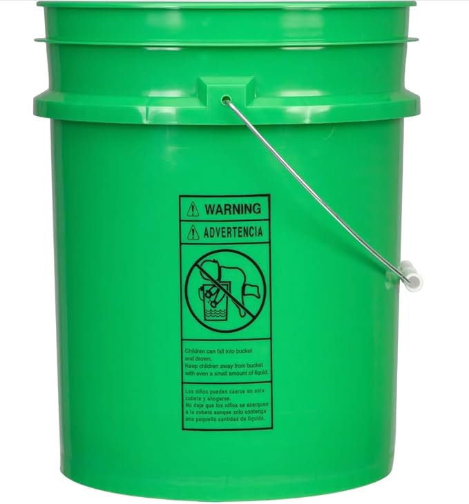 House Naturals 5 Gallon Food Grade Plastic Bucket with Air Tight Screw on Lid Made in USA Container (Green Bucket with Clear Lid)