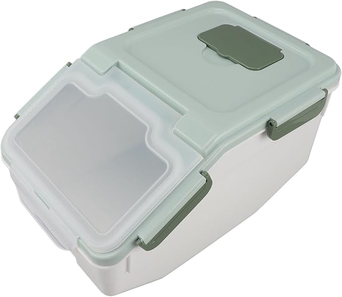 Rice Container, Airtight Flour Container Food Storage Container Thickened Rice Storage Bin Dry Food Dispenser with Easy Open Lid for Kitchen Grain Flour Snacks (Mint Green) (10kg