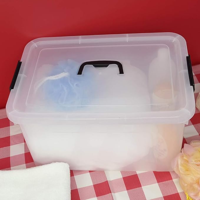 4-Pack 18 L Plastic Storage Box, Clear Latch Storage Bin with Lid
