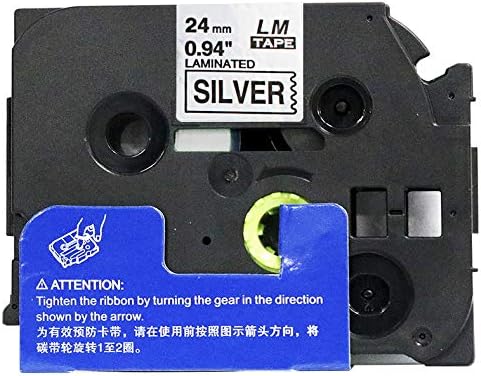 6/Pack LM Tapes - LMe-951 Premium 1" Black Print on Silver Label Compatible with Brother TZe-951 P-Touch and Includes Tape Color/Size Guide. Replaces TZ951 24mm 0.94 Laminated