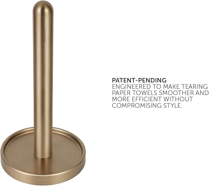 Ivilon Countertop Paper Towel Stand - Steady and Easy Tear - Fits All Paper Towel Rolls - Warm Gold