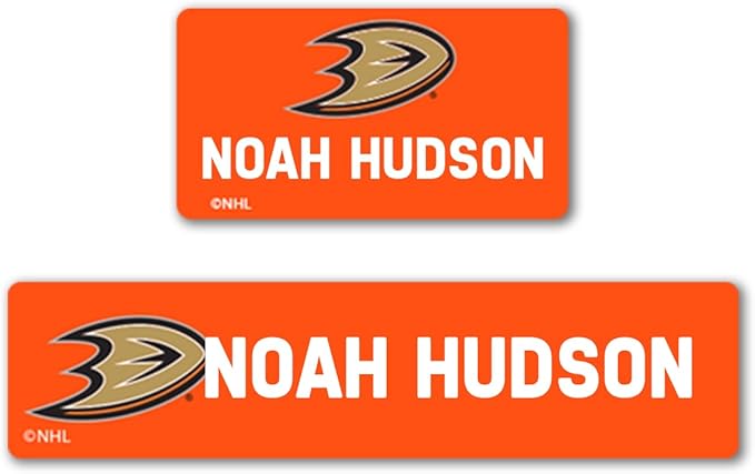 NHL Hockey Labels - Custom Peel and Stick, Waterproof Labels - Great for Organization, Sports, School, Day Camp Labels - 155 Pack (Anaheim Ducks)