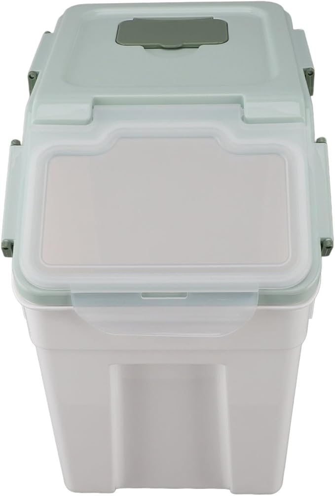 Rice Container, Airtight Flour Container Food Storage Container Thickened Rice Storage Bin Dry Food Dispenser with Easy Open Lid for Kitchen Grain Flour Snacks (Mint Green) (15kg