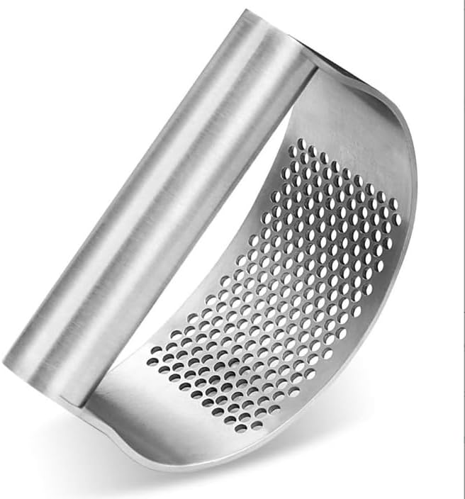 Garlic Press Rocker, Stainless Steel Garlic Press Rocker Heavy Duty Garlic Mincer, Easy Kitchen Gadget for Kitchen Essentials Utensils Accessories, Ergonomic Handle (1, B)