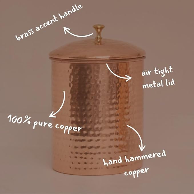 Pure Copper Canisters, Food Storage Containers, Coffee Tea Sugar Flour Canisters, Kitchen Countertop Decor, Kitchen Storage, Hand Hammered Style (2)