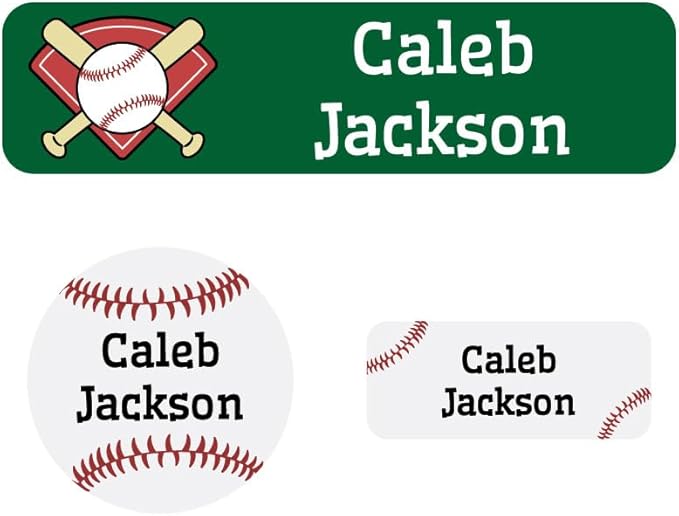 Name Bubbles - Kids Custom Name Labels for Daycare, School, Camp (102 Labels) - Personalized Waterproof Name Stickers for Clothes Tags, Lunch Boxes, Water Bottles, & School Supplies (Baseball)