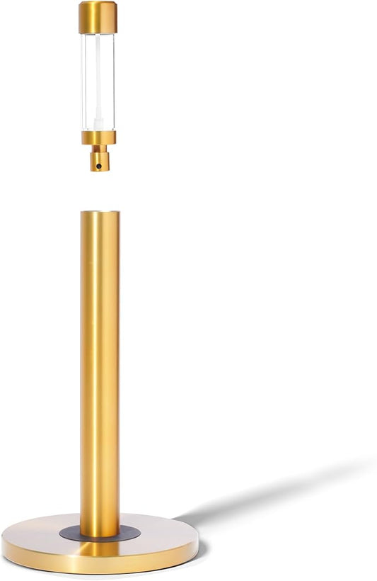 Curio Home Goods Obscura Paper Towel Holder plus Spray Bottle, Stainless Steel, Brass/Gold