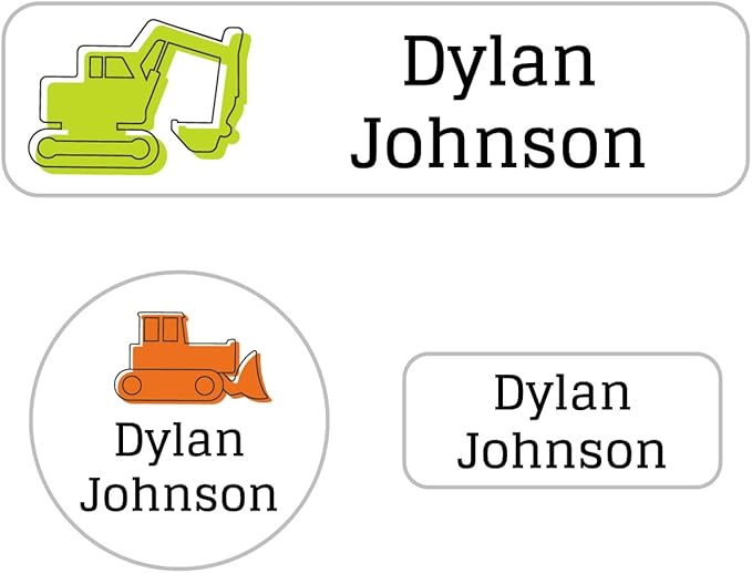 Name Bubbles - Kids Custom Name Labels for Daycare, School, Camp (144 Labels) - Personalized Waterproof Name Stickers for Clothes Tags, Lunch Boxes, Water Bottles, & School Supplies (Truck)