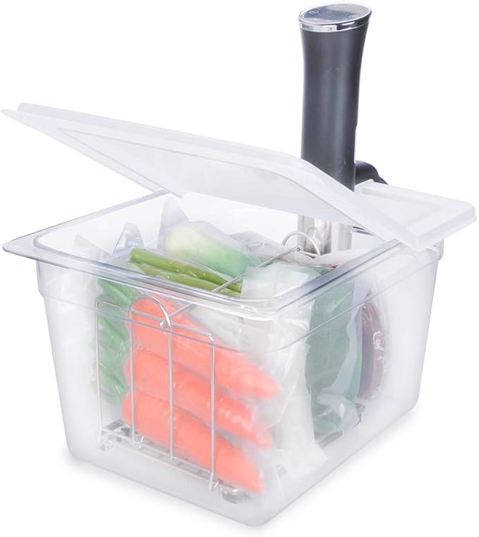 EVERIE Sous Vide Container 12 Qt with Collapsible Hinged Lid and Rack, Compatible with Anova Nano and AN500-US00 and Instant Pot, SET-12-NANO-PP