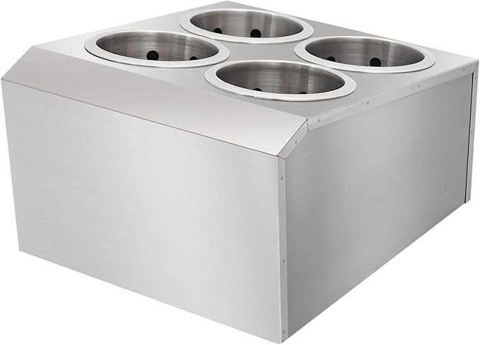 DYNAMI Stainless Steel Kitchen Utensil Holder with 4 Compartments,Commercial Silverware Sorter Silverware Utensil Holder,Perforated Caddy Drying Rack Flatware Organizer Countertop,for Buffets