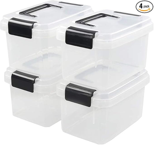 2 L Clear Mini Plastic Storage Box, Tiny Clear Storage Bin, 4-Pack