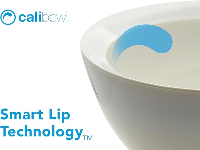 CaliBowl Large Non-Spill Plastic Bowl Set - 28oz Reusable Kitchen Bowls with Concave Inner Lip and Non-Slip Base - For Cereal, Soups, Mixing and Serving - Set of 4 - Foamy White