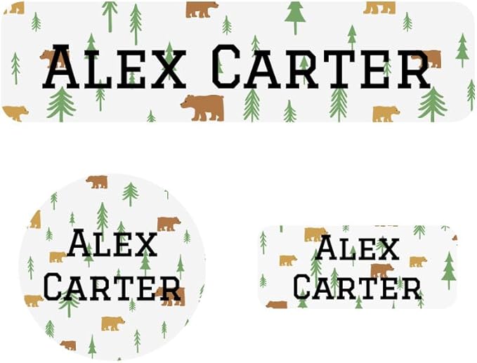 Name Bubbles - Kids Custom Name Labels for Daycare, School, Camp (144 Labels) - Personalized Waterproof Name Stickers for Clothes Tags, Lunch Boxes, Water Bottles, & School Supplies (Bear)