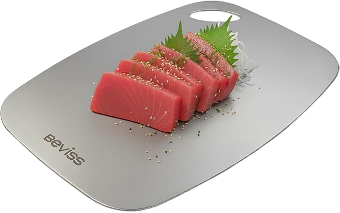 Beviss 100% Pure Titanium Cutting Board 15" x 11"- BPA Free, Non-Porous & Durable Kitchen Chopping Board for Meat, Vegetables, Fruits