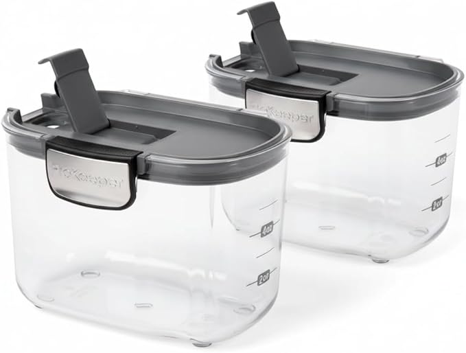 Progressive International ProKeeper+ Clear Plastic Airtight Food Baker's Kitchen Storage Organization Container Canister Set with Magnetic Accessories, 2- Piece Set (Specialty Sugar 1.5-Quart)