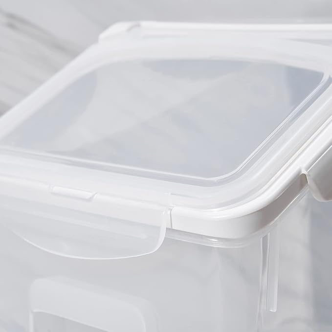 HANAMYA 10 Liter / 20 lbs Rice Storage Container with Measuring Cup, BPA free, For Rice | Grain | Pet Food | Flour, 2 counts, Clear