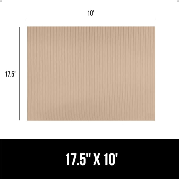 GORILLA GRIP DuraGuard Shelf Liner, Non-Adhesive Cabinet Liners for Kitchen Drawers, Shelves, Refrigerator, Pantry Storage, Bathroom Closet, Durable Waterproof BPA Free Ribbed Plastic, 17.5x10 Beige