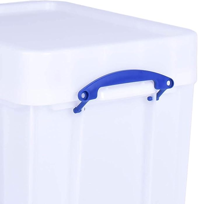 Really Useful Box 35 Liter Extra Strong Plastic Storage Box with XL Snap Lid and Clip Lock Handle for Lidded Home and Item Storage Bin, 3 Pack, White