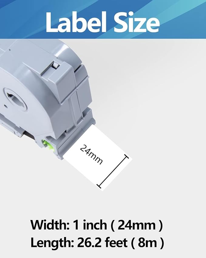 Weemay TZe-251 24mm 0.94 Laminated White Tape Compatible with Brother Label Maker Tape TZe251 TZ-251 TZ251 for PTouch PT-D600 PT-P700 PT-P750W PT-P900W Printer (1 in x 26.2 ft, Black on White) 6 Pack