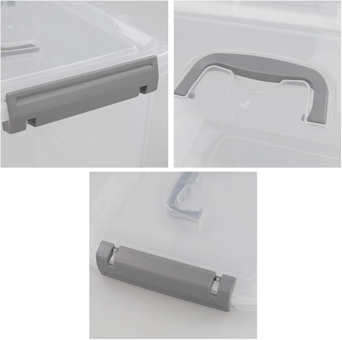 Vababa 6 Quart Clear Plastic Storage Box, Latch Box with Handle, 6-Pack