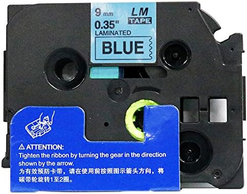 1/Pack LM Tapes - LMe521 Premium 3/8" Black Print on Blue Label Compatible with P-Touch TZe-521 Tape and Includes Tape Color/Size Guide. Replaces TZ-521 9mm 0.35 Laminated.