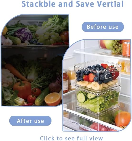 Transparent PET Fruit Draining and Washing colander food storage boxes plastic cookie containers refrigerator organizers (2, Square)