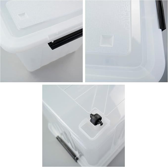 4-Pack Clear Large Plastic Storage Box with Wheels, 70 L Latching Storage Box