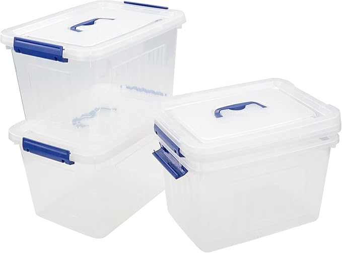 4-Pack 10 L Plastic Storage Box, Clear Storage Box with Lid
