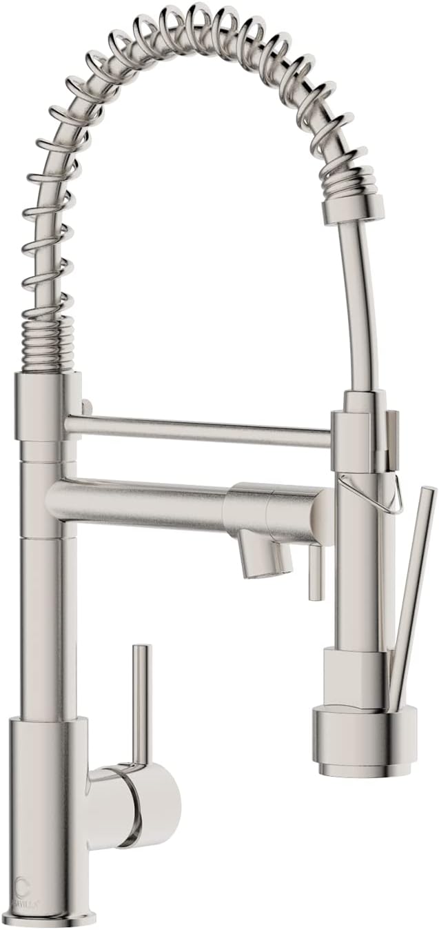 Faucet, Kitchen Faucet with Sprayer, RV Faucet for Kitchen Sink, Single Handle Stainless Steel Kitchen Sink Faucets with Dual Function Spray Head, Nickel Brushed