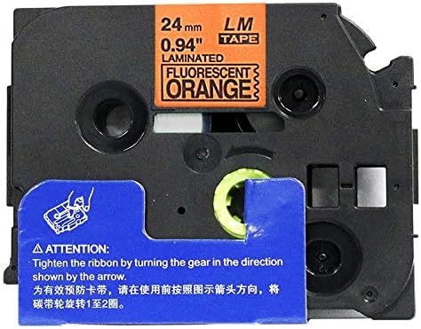 6/Pack LM Tapes - LMe-B51 Premium 1" Black Print on Bright Orange Label Compatible with Brother TZe-B51 P-Touch and Includes Tape Color/Size Guide. Replaces TZB51 24mm 0.94 Laminated