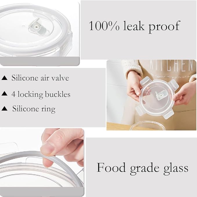 Glass Food Storage Containers Round Soup Container with Airtight Lids, food storage containers for soup (glass soup storage containers with lids)