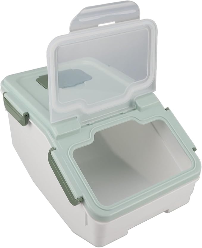Rice Container, Airtight Flour Container Food Storage Container Thickened Rice Storage Bin Dry Food Dispenser with Easy Open Lid for Kitchen Grain Flour Snacks (Mint Green) (10kg