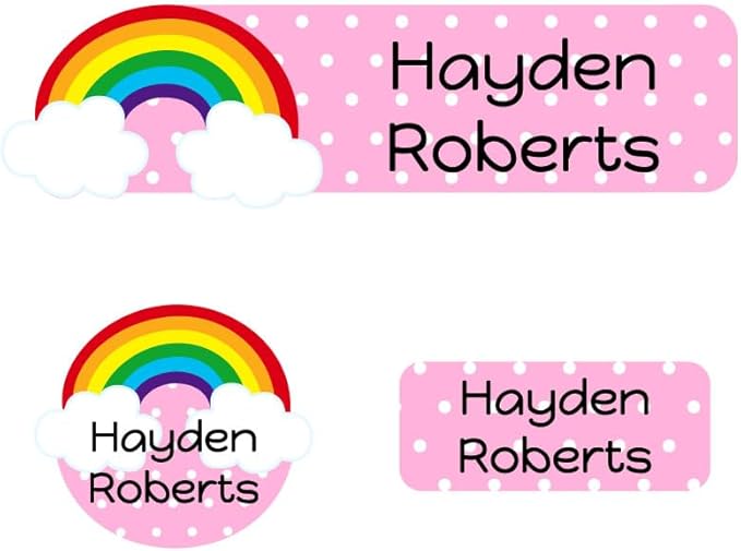 Name Bubbles - Kids Custom Name Labels for Daycare, School, Camp (144 Labels) - Personalized Waterproof Name Stickers for Clothes Tags, Lunch Boxes, Water Bottles, & School Supplies (Rainbow)