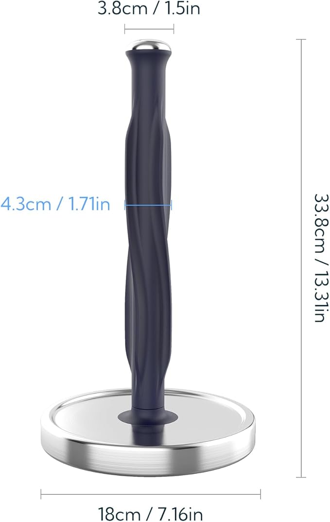 KITCHENDAO One-Handed Countertop Paper Towel Holder, Rotation Freestanding Kitchen Paper Holder Stand, Stainless Steel Paper Roll Holder with Weighted Base High-Adhesion Pad Sticker