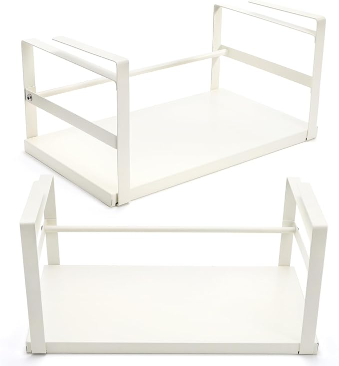 Tebery 2 Pack Under Shelf Storage Basket Sturdy, Slide-in Hanging Storage Basket for Kitchen, Metal Under Cabinet Shelves Organizer Rack, Space Saver Basket Shelf for Cabinet, Pantry, Desk, Cupboard