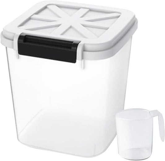 HANAMYA 20 LB Rice Storage Container with Measuring Cup, BPA free, For Rice | Grain | Pet Food | Flour, 1 count, Clear & Black