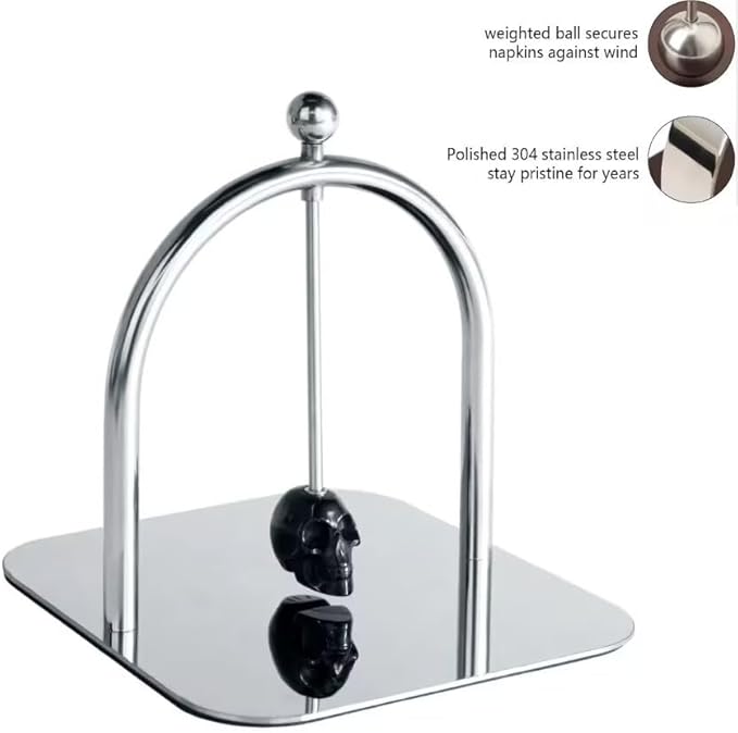 Homestia Cocktail Napkin Holder for Table - Stainless Steel Paper Napkin Holder Fits 5-7" Napkins - Windproof Dispenser for Kitchen, Coffee Bar, Cocktail Bar (Gift Idea)