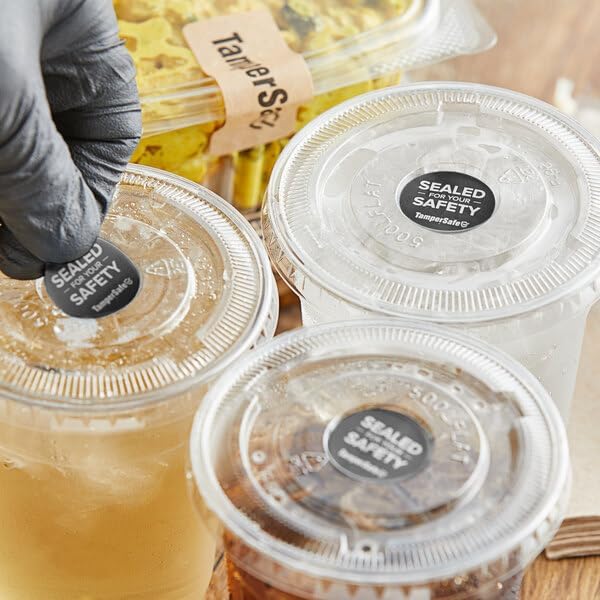Angel's Peel Lounge Tamper Proof Stickers Roll — Tamper Evident Stickers for Food Safety, Delivery Bags, Drink Lids, Containers, Adhesive Seal Tape, Writable Surface - 1x3in 250-COUNTS, Black, Round