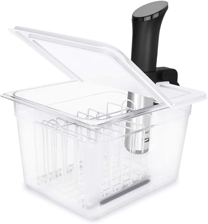 EVERIE Sous Vide Container 12 Qt with Collapsible Hinged Lid and Rack, Compatible with Anova Nano and AN500-US00 and Instant Pot, SET-12-NANO-PP