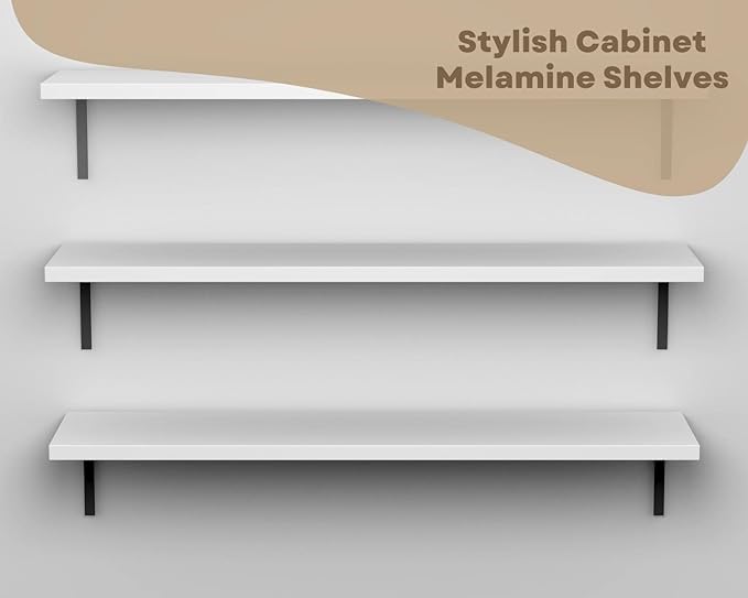 White Cabinet Shelves Melamine 1/2'' Thick, Custom, Cut to Size. (20'' Depth x 30' Inches Length)