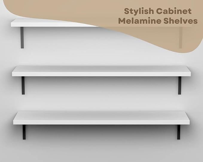 White Cabinet Shelves Melamine 1/2'' Thick, Custom, Cut to Size. (18'' Depth x 25' Inches Length)