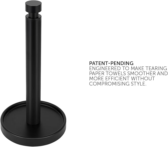 Ivilon Countertop Paper Towel Holder - Steady and Easy Tear - Fits All Paper Towel Rolls - Black