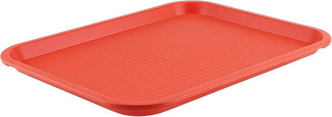 ZOENHOU 10 Pack 16 x 12 Inch Plastic Fast Food Tray,Rectangular Plastic Cafeteria Trays Serving Trays for Serving Food, Orange