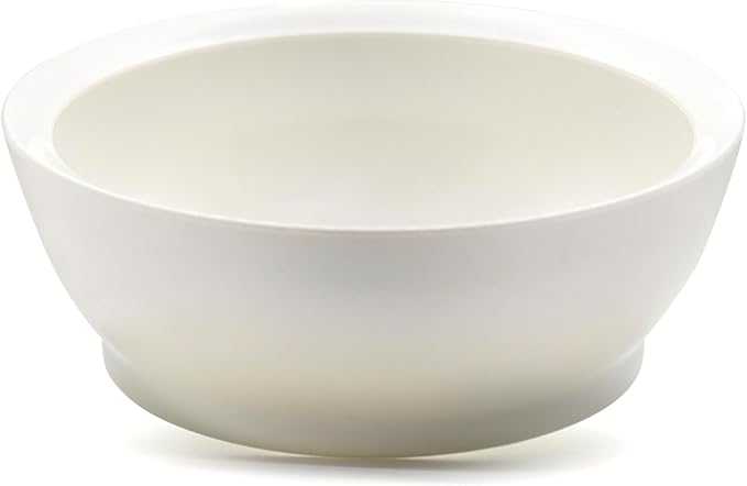 CaliBowl Large Non-Spill Plastic Bowl Set - 28oz Reusable Kitchen Bowls with Concave Inner Lip and Non-Slip Base - For Cereal, Soups, Mixing and Serving - Set of 4 - Foamy White