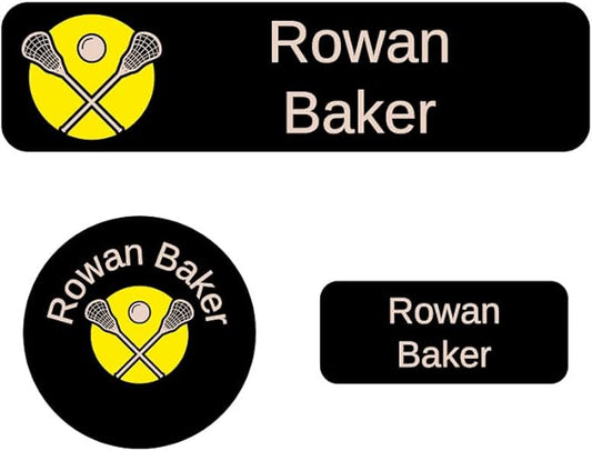 Name Bubbles - Kids Custom Name Labels for Daycare, School, Camp (144 Labels) - Personalized Waterproof Name Stickers for Clothes Tags, Lunch Boxes, Water Bottles, & School Supplies (Lacrosse)